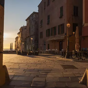 A paved street in the old town neighborhood of Bastia, Corsica