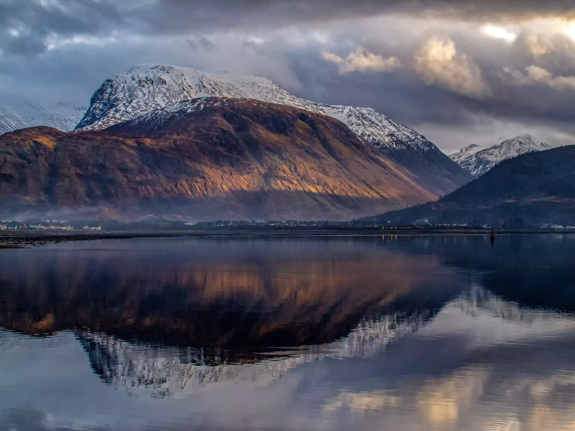 View of Ben Nevis across Loch Linnhe near Fort William, Scotland.