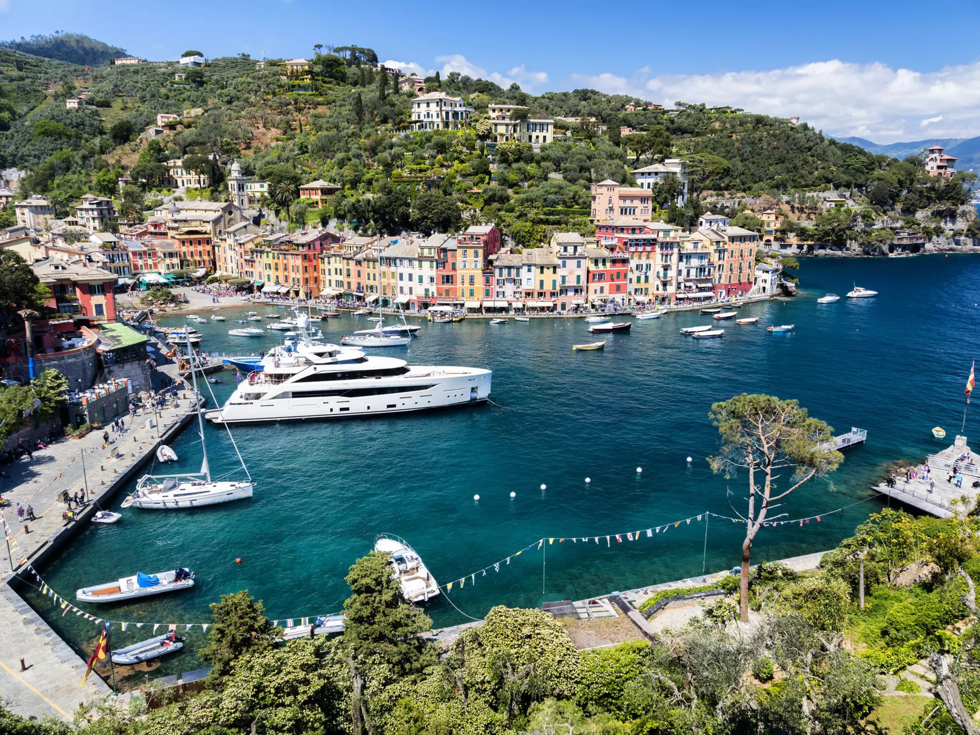 The small harbour at Portofino is a very exclusive spot to dock your yacht. Bim / Getty Images