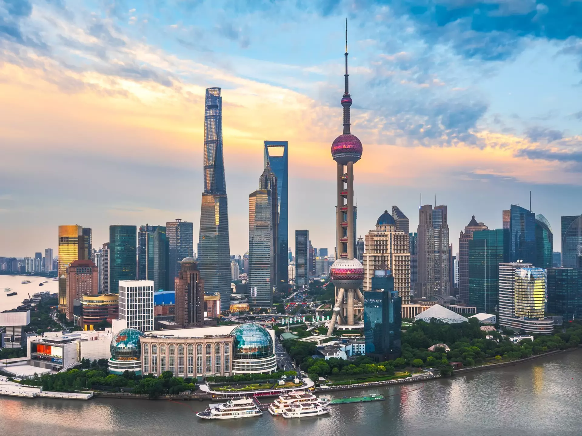The futuristic skyline of Shanghai's Pudong district. dongfang zhao/Getty Images