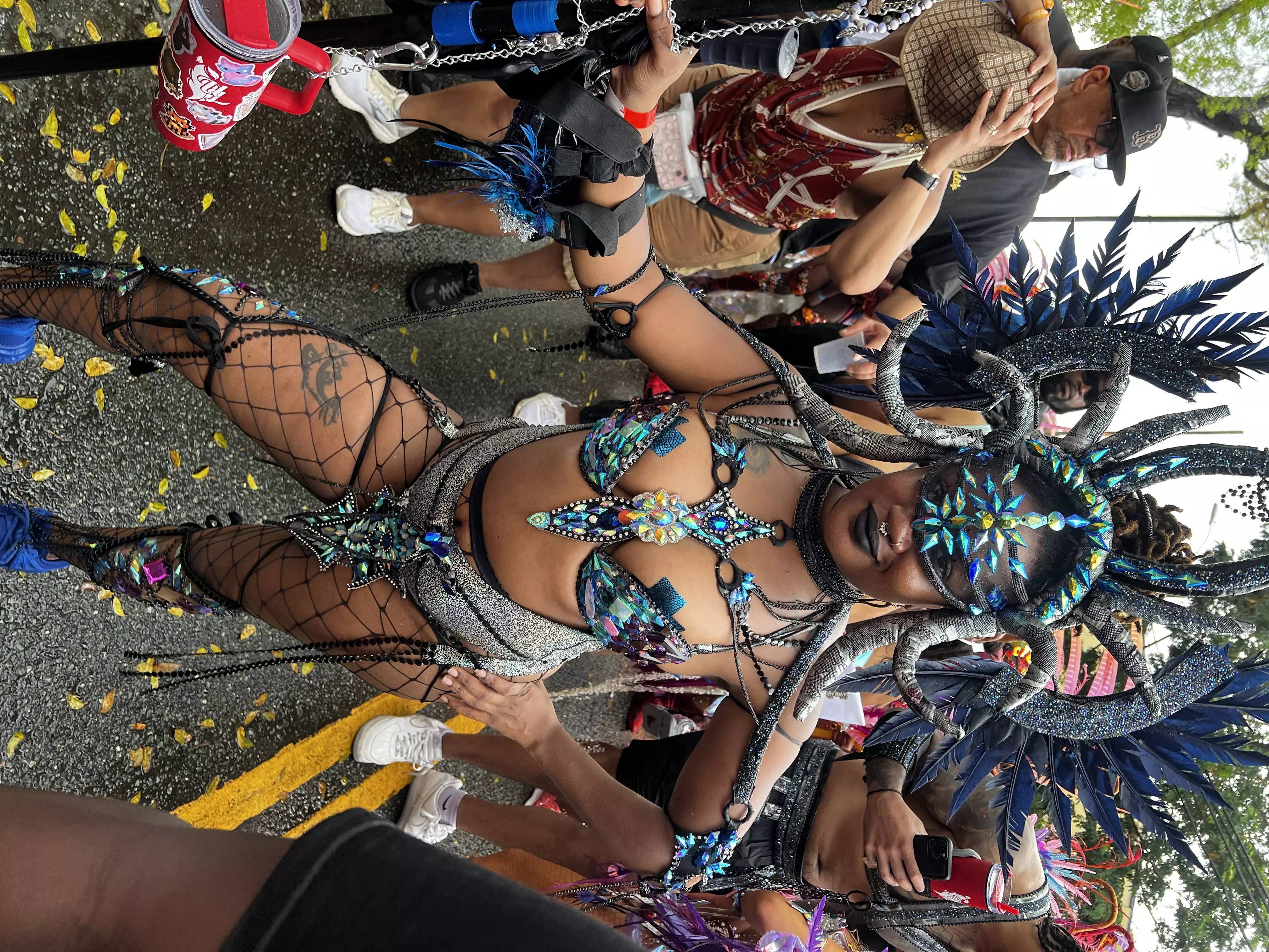 A woman poses in her carnival costume during St Thomas Carnival.