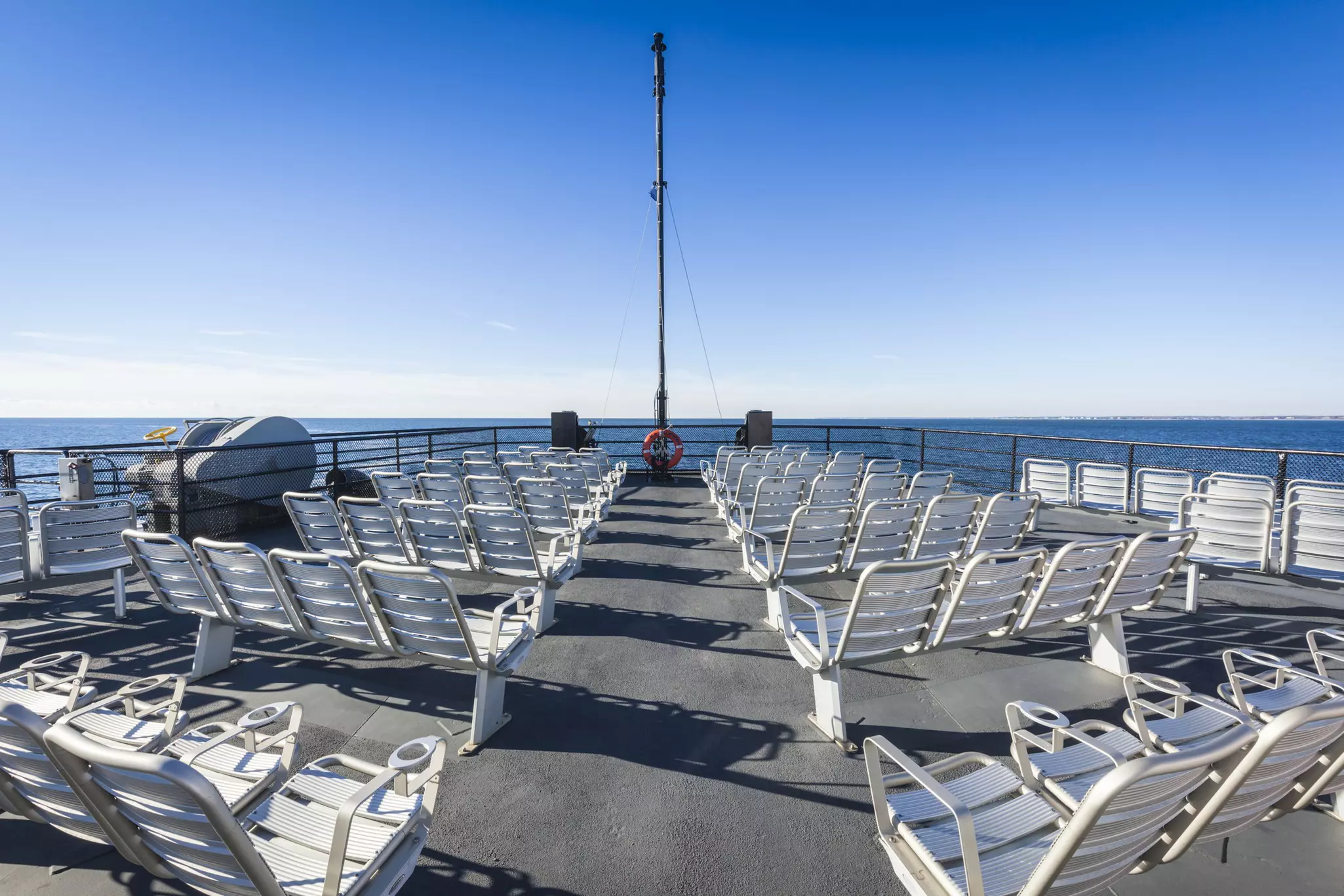 The open deck of the ferry to Cape Cod in Massachusetts
