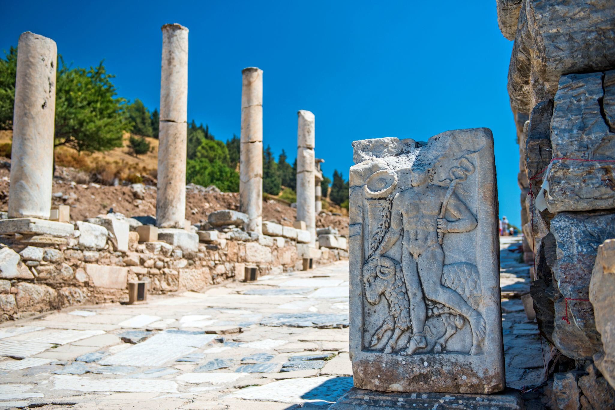 Ephesus Ram Figure, Turkey.Archaeological site, Ephesus - Turkey. The entrance to one of the brothels in Ancient Ephesus was marked by a (carved) footprint.,Turkey brothel Ephesus,
ruins, ancient, biblical, archaeology, turkey, ephesus