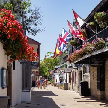George St, in the center of historic St Augustine, Florida. blubird/Shutterstock