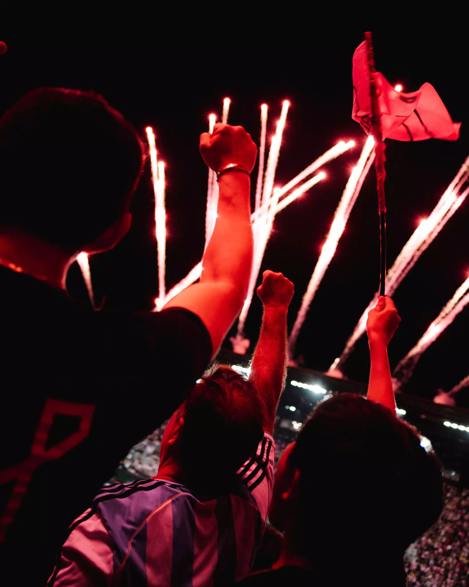 Inter Miami fans celebrate after Lionel Messi scores the game winning goal at his first match at the club in 2023.