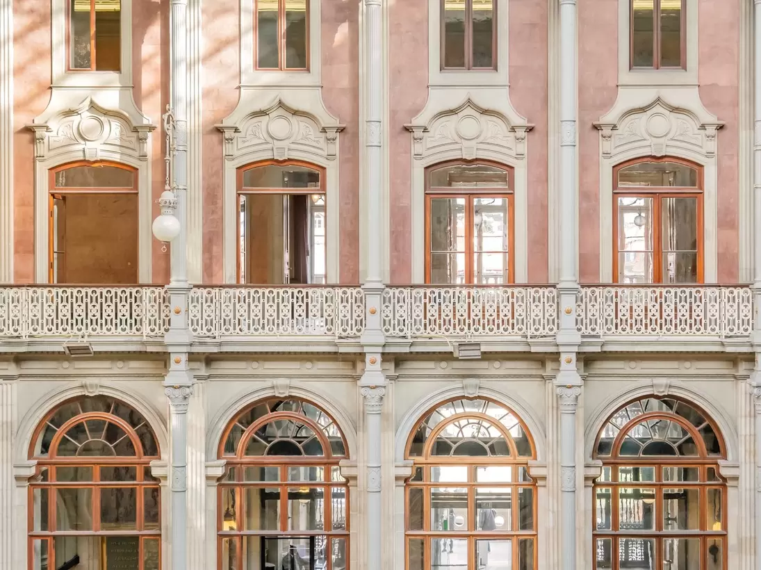 View of the Pátio das Nações (Courtyard of Nations) of the Palácio da Bolsa in Porto, Portugal.
