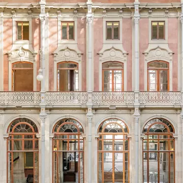 View of the Pátio das Nações (Courtyard of Nations) of the Palácio da Bolsa in Porto, Portugal.