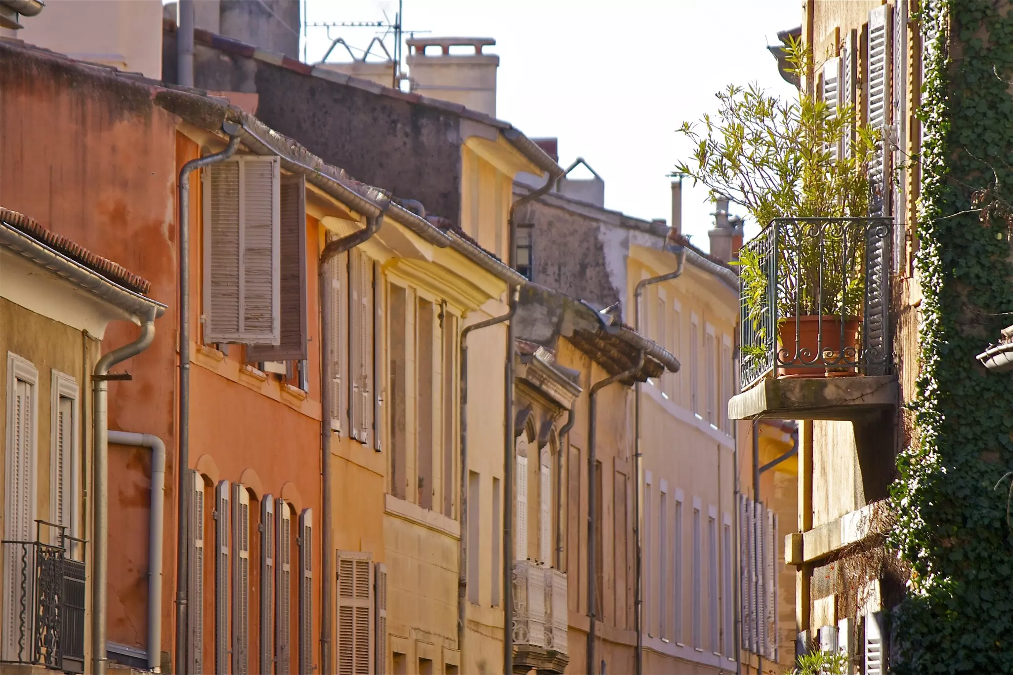 Residential buildings on sunny day, Aix-en-Provence, Provence-Alpes-Cote d'Azur, France