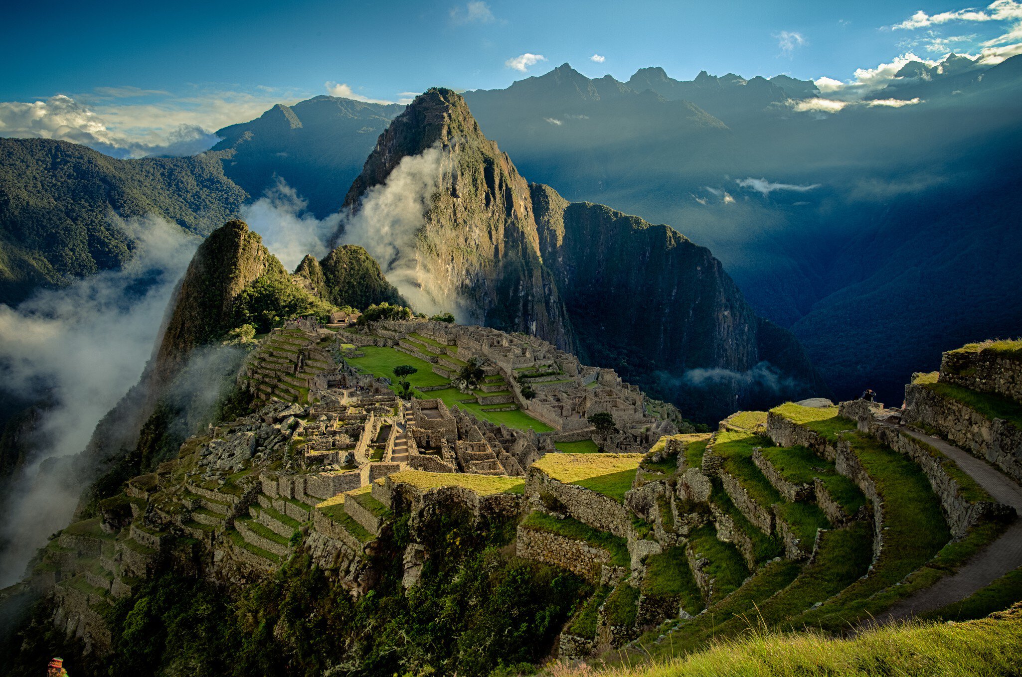 An ancient ruined city tucked into mountain peaks: Machu Picchu