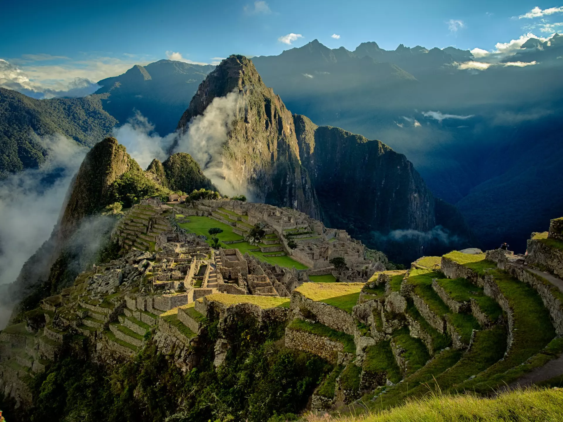 An ancient ruined city tucked into mountain peaks: Machu Picchu