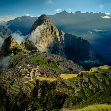 An ancient ruined city tucked into mountain peaks: Machu Picchu
