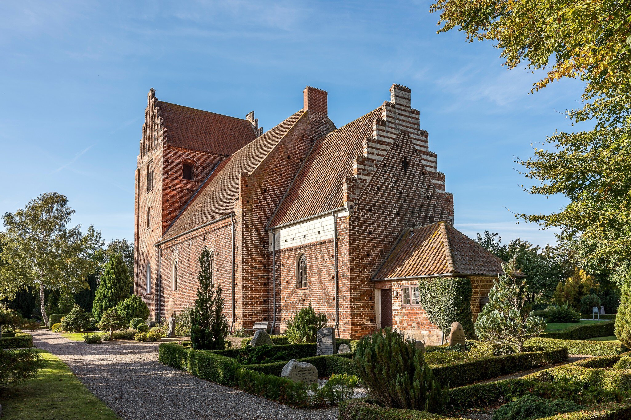 Facade of the Keldby church famous for its medieval frescos, Denmark.