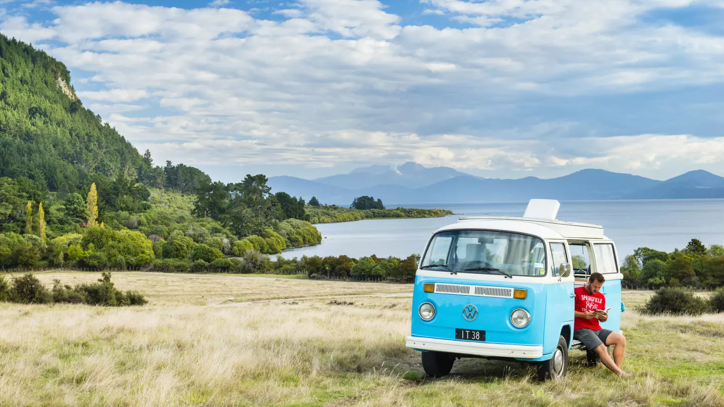 Campervan beside Lake Taupo, North Island, New Zealand