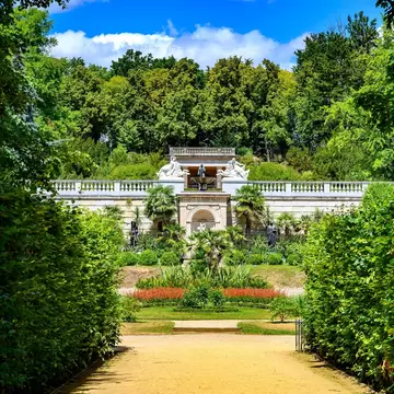  View to part of the park from the 18th century Sanssouci Palace in Potsdam, Germany.