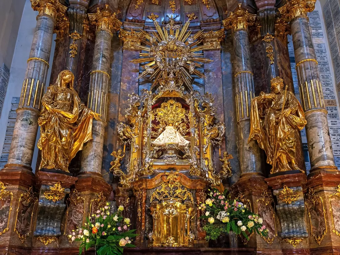  Church of Our Lady Victorious with the Shrine of the Infant Jesus of Prague, the first station on the Apostolic Road in the Czech Republic. Prague.