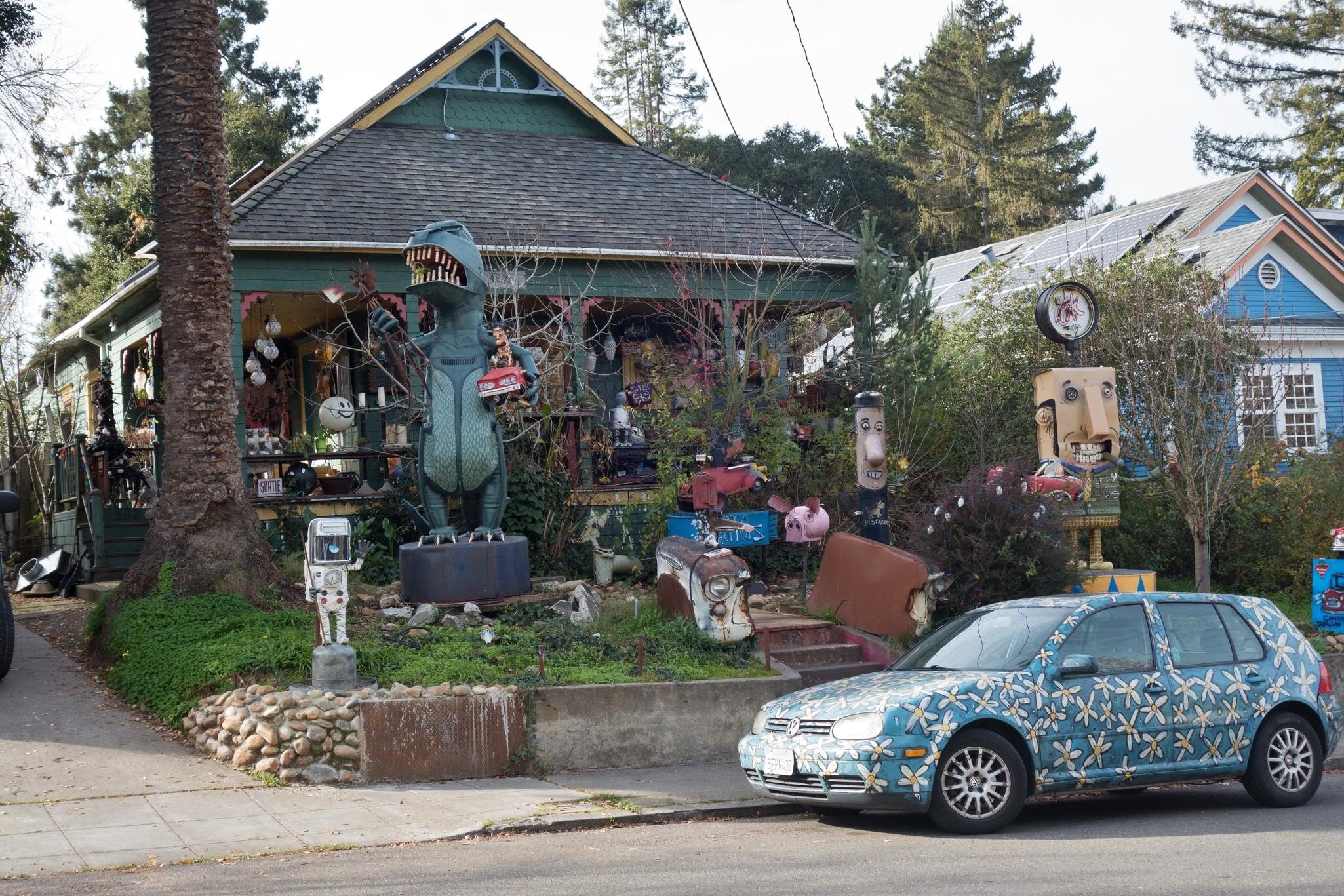 The studio of junk artist Patrick Amiot, on Florence Avenue in Sebastopol, California.
