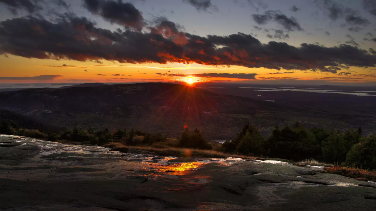Sunrise view from Cadillac Mountain in Acadia National Park