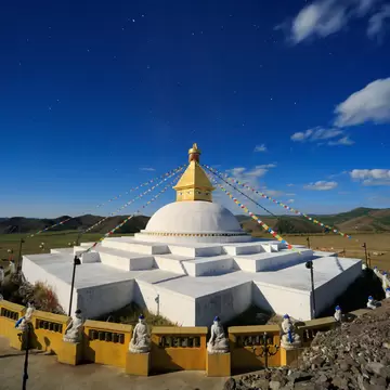 Stupa monastery Amarbayasgalant in the moonlight