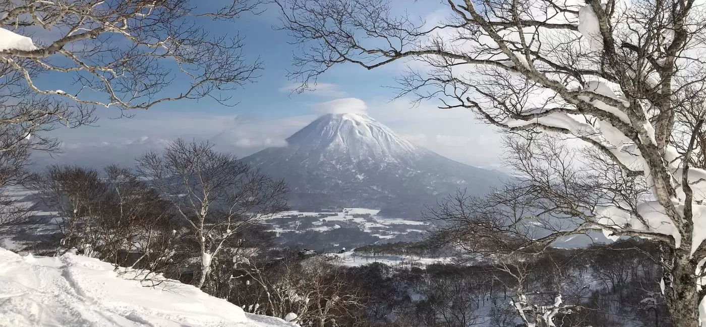 A snow-capped mountain in Niseko Village, Japan