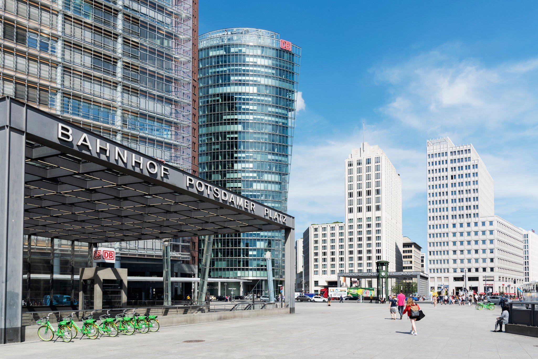 The exterior of Potsdamer Platz (public square and plaza) in the centre of the city of Berlin, Germany.