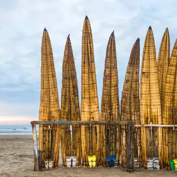 You'll see many of these reed fishing boats in Huanchaco. Xeni4ka / Getty Images