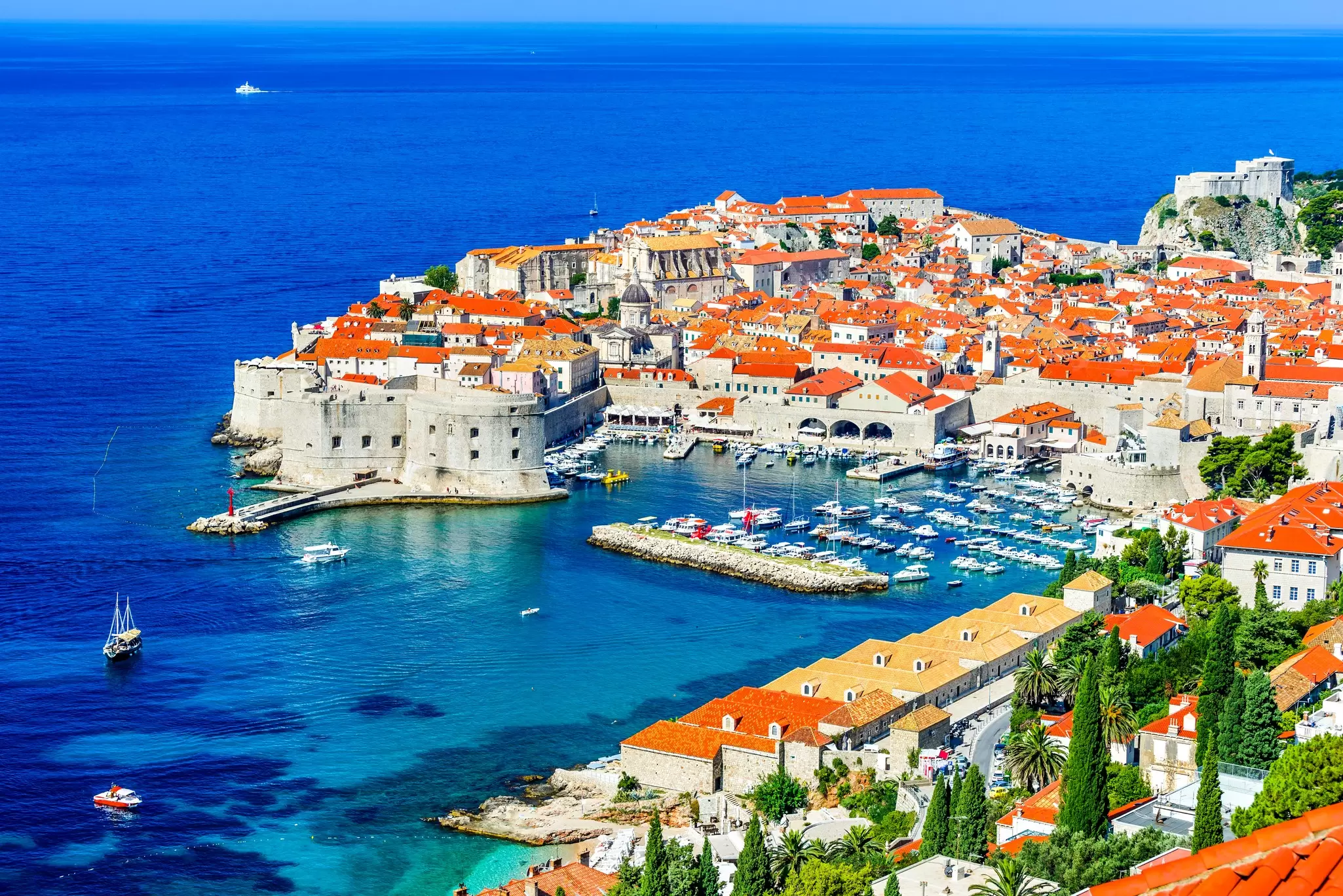Dubrovnik, Croatia. Picturesque view on the old town (medieval Ragusa) and Dalmatian Coast of Adriatic Sea. emicristea / Getty Images