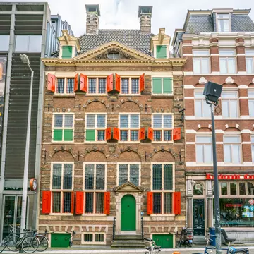 Exterior of the Rembrandt House Museum in the old Jewish quarter of Amsterdam.
