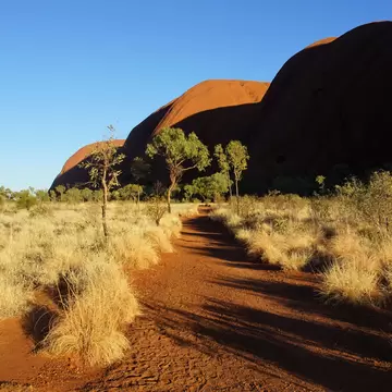 Brilliant Sunlight and Dark Shade on the Kuniya Walk at Uluru, Yulara, Northern Territory, Australia.