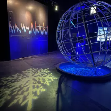 Interior of the Glaciarium, a glacier interpretation centre dedicated to the dissemination of the Southern Patagonian Ice Field and its glaciers. El Calafate, Argentina.
