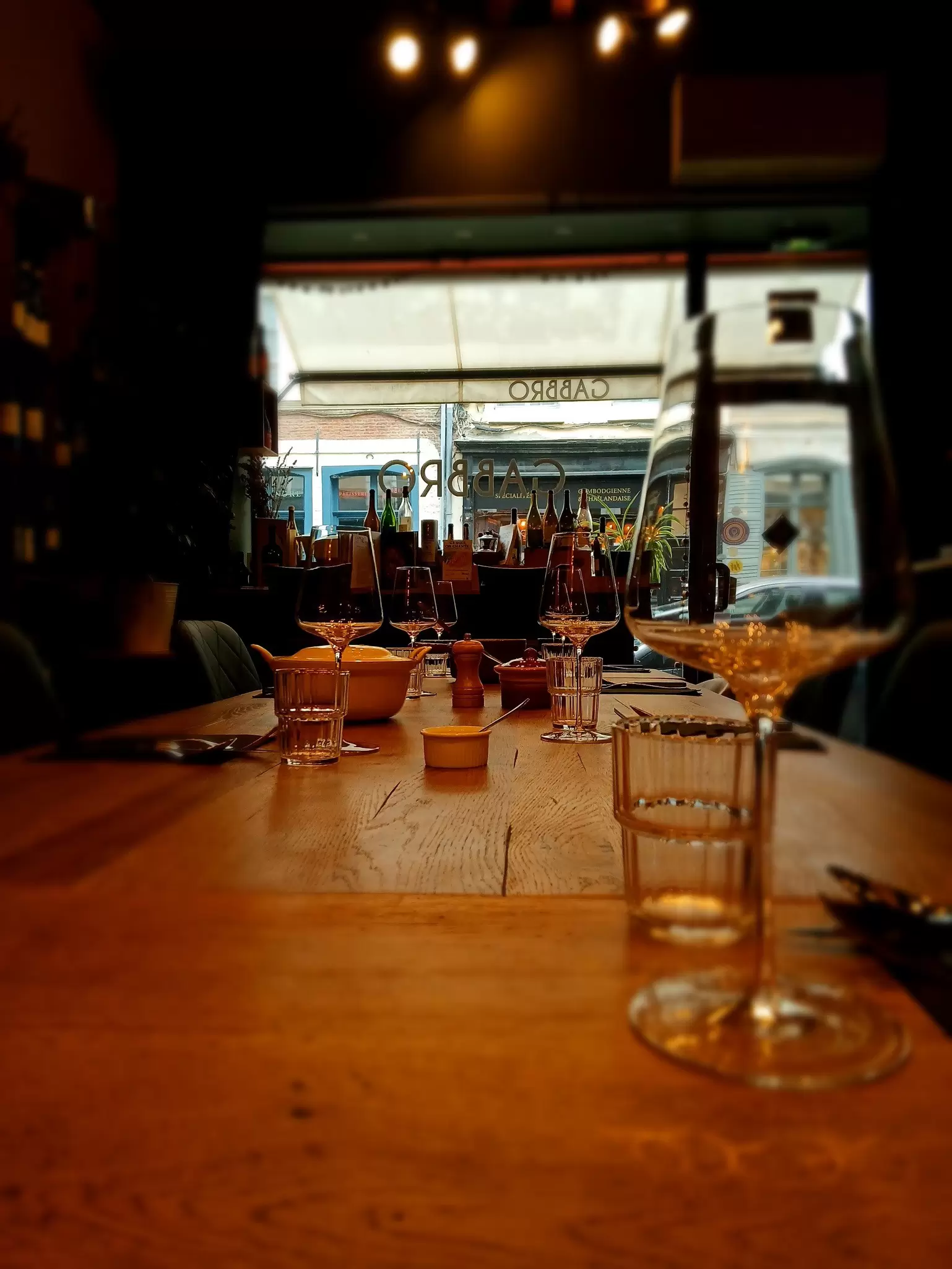 View from a table inside Gabbro in Lille, France