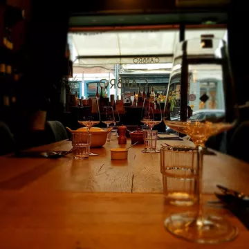 View from a table inside Gabbro in Lille, France