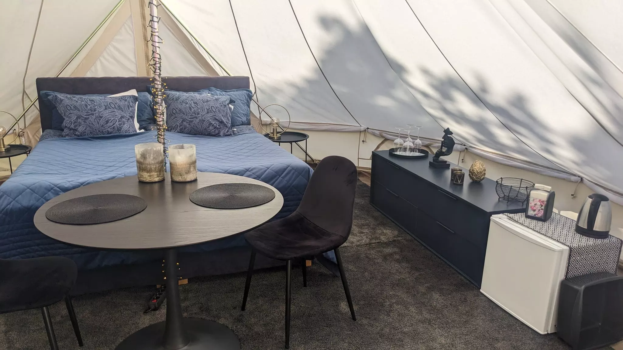 The glamping setup at Urshult Camping © Amy Lynch / Lonely Planet