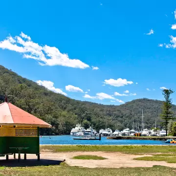View of Bobbin Head marina and picnic area, Ku-Ring-Gai Chase National Park, Upper Sydney North Shore.