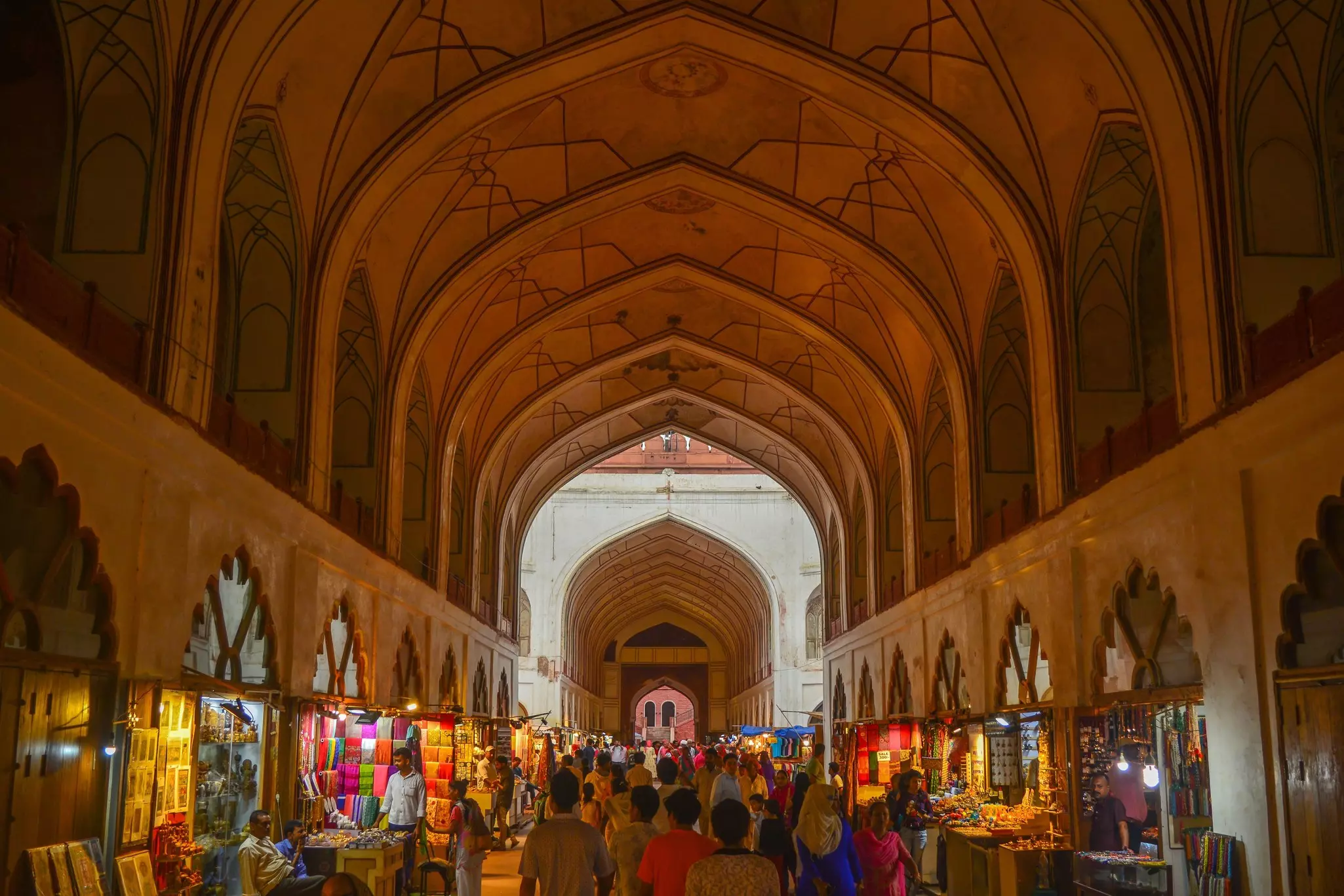 The Chatta Chowk market inside the Red Fort complex, Delhi, India.