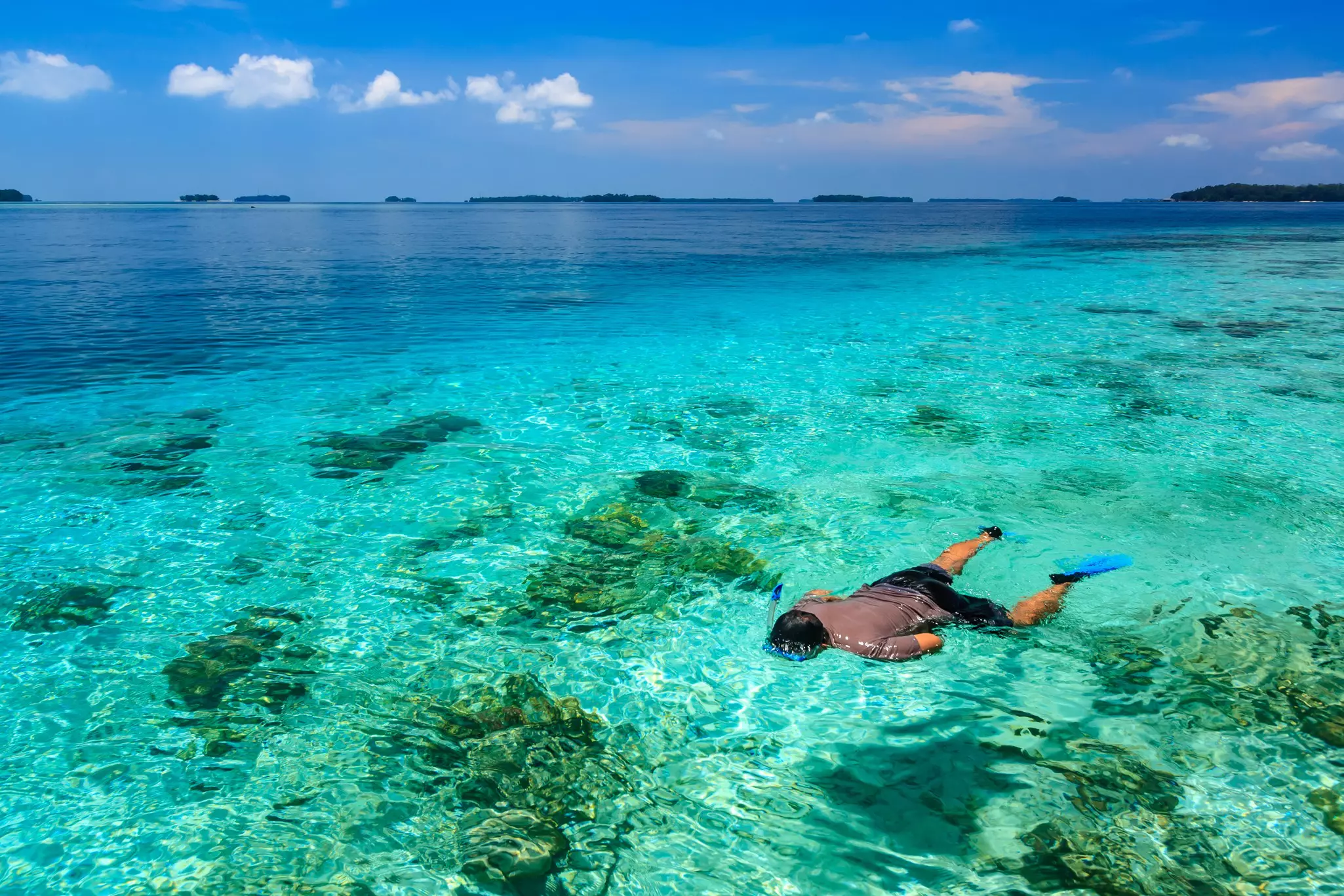 The blue waters of the Thousand Islands near Jakarta, Indonesia