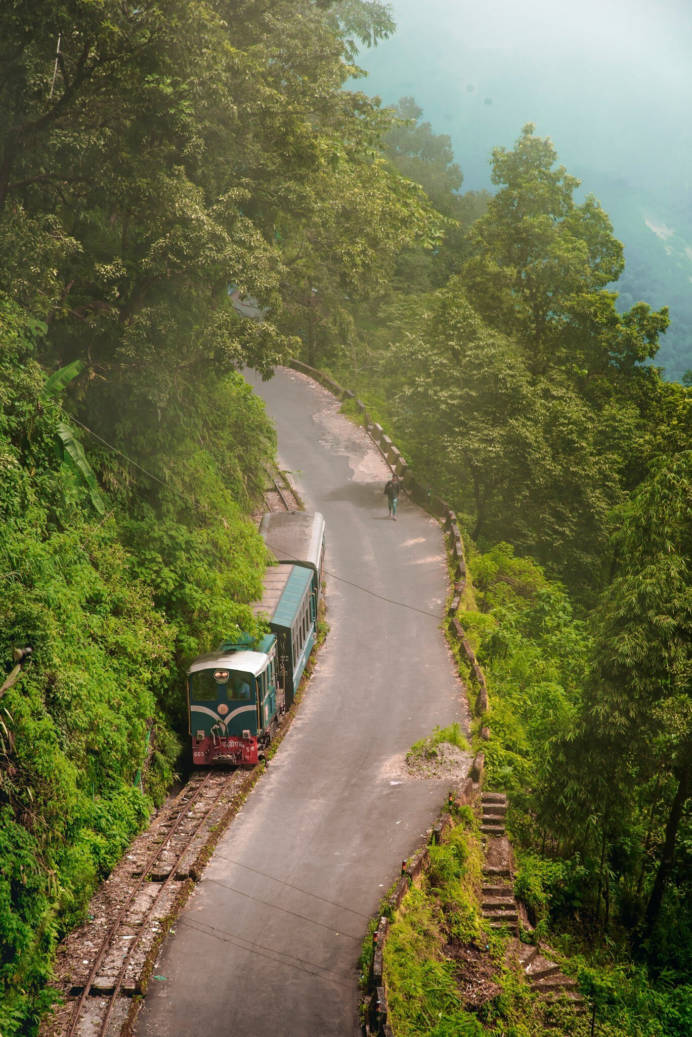 Aerial view of Himalayan Railways in Darjeeling, West Bengal,. India.