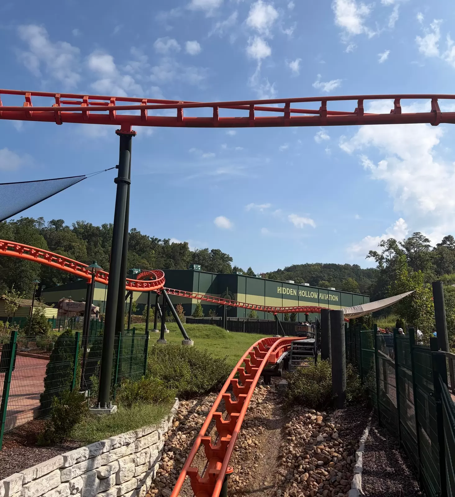 a view of the tracks of a rollercoaster at Dollywood