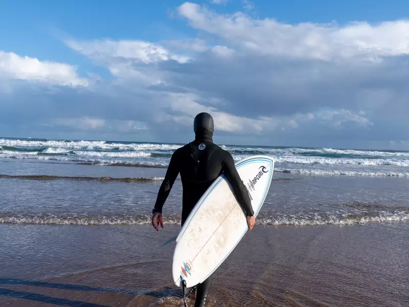 The Zarautz coastline near Bilbao is a popular surf break in Basque Country.