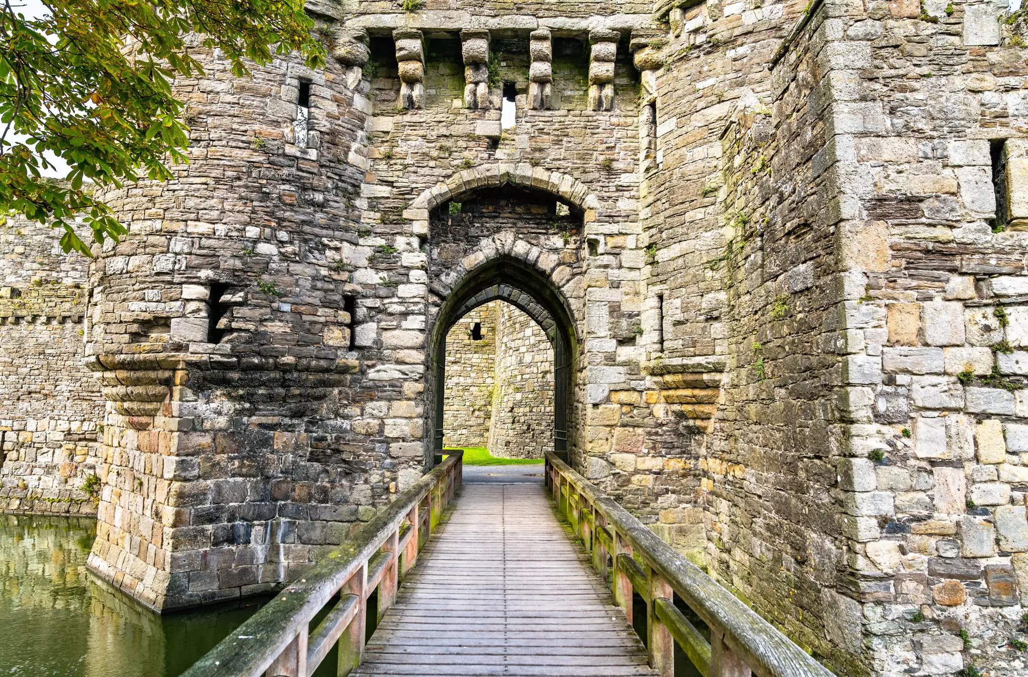 The imposing entrance gateway at Beaumaris Castle, Wales.