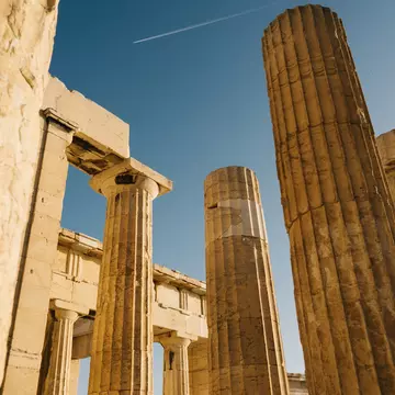 Stone columns on a sunny day.