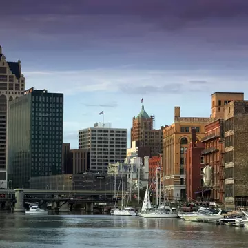 Downtown Milwaukee and Milwaukee River, Wisconsin