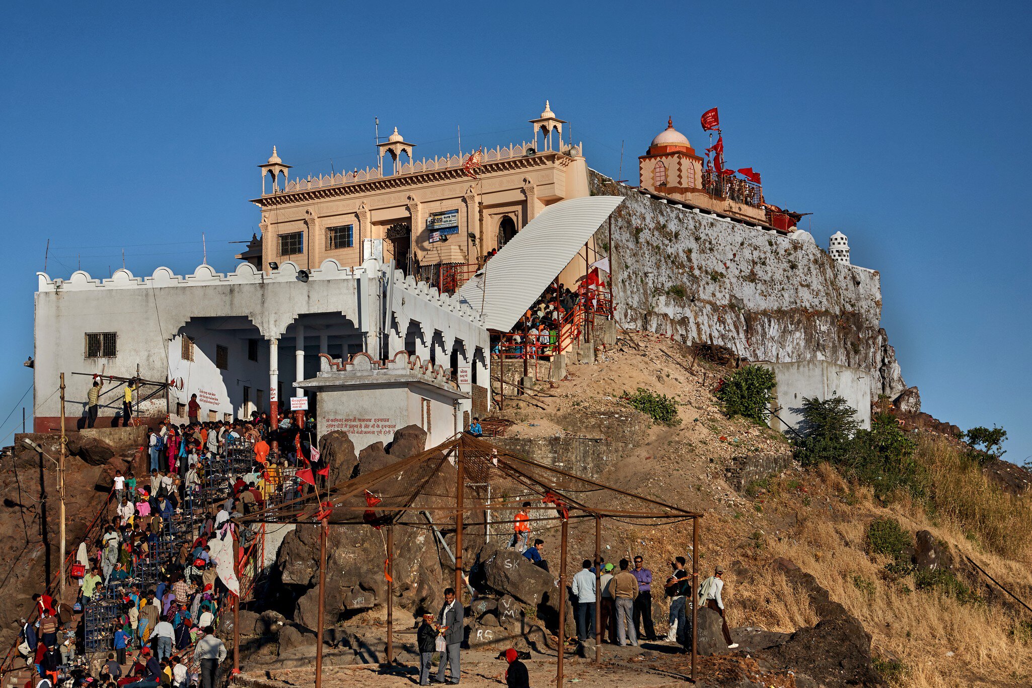 People walking up the Kalika Mata Temple, Pavagadh Hill Champaner Panchmahal district, Gujarat, India.