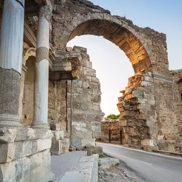 Vespasian gate to the ancient city of Side, Turkey