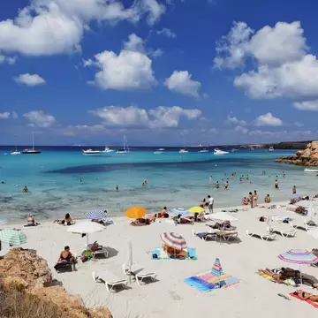 Beach in Cala Saona, Formentera, Balearic Islands, Spain.