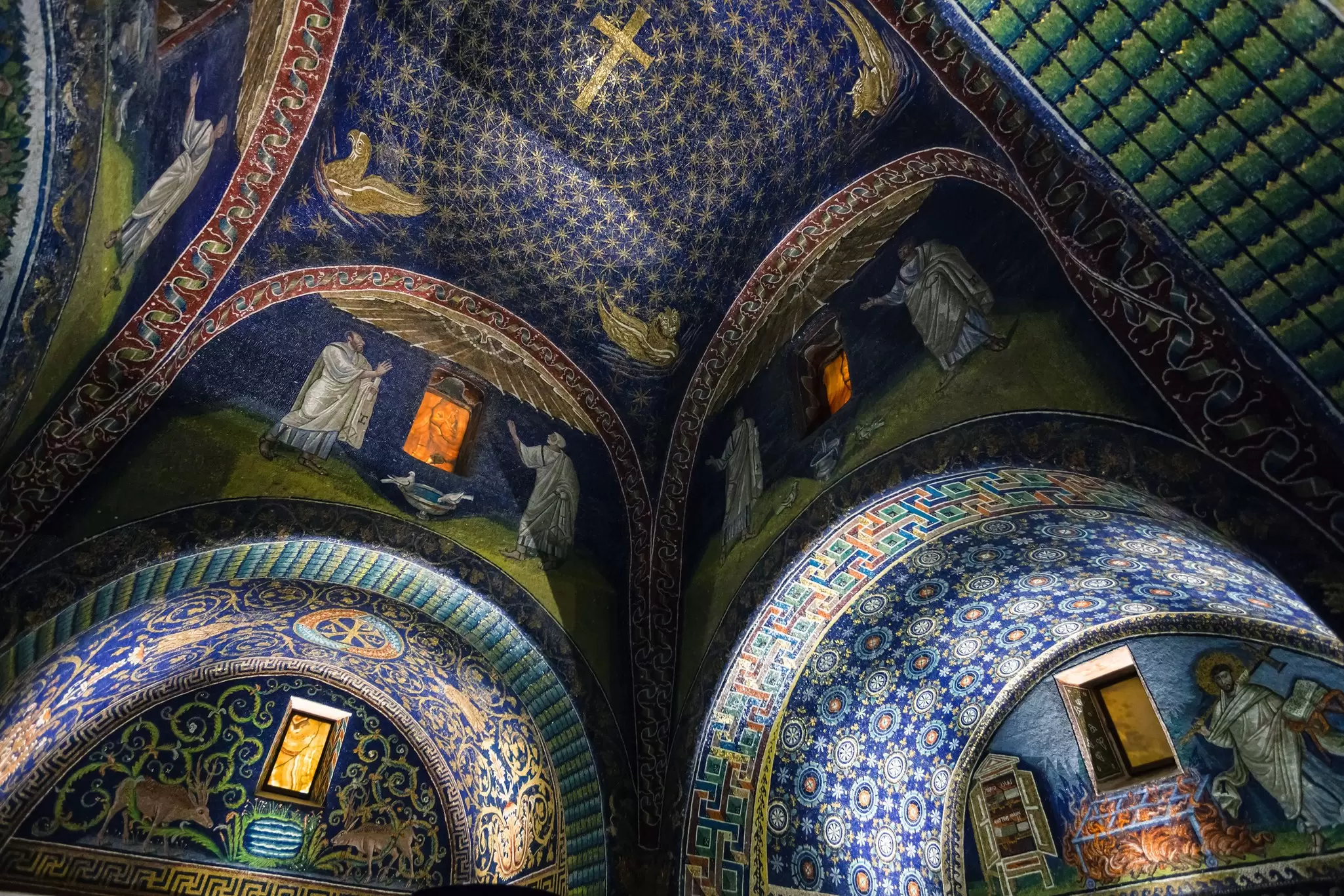 The interior room of the Galla Placidia Mausoleum in Ravenna city.