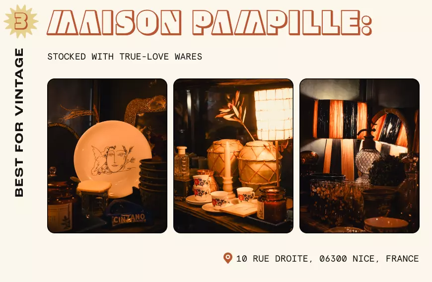 Vintage, Art Deco lamps illuminated in French vintage homewares boutique