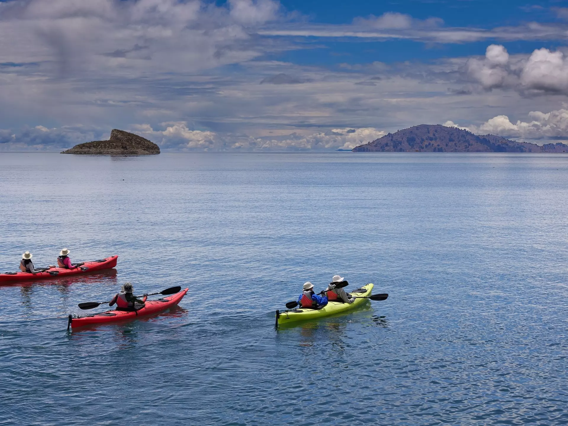 Sea kayaking on Lake Titicaca, Peru. BETO SANTILLAN/Shutterstock