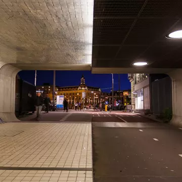 Amsterdam, Netherlands - September 22 2017: People are walking through the tunnel of Central Railroad Station in evening, License Type: media, Download Time: 2025-12-13T18:31:42.000Z, User: pinkjozie64, Editorial: true, purchase_order: 56530 - Guidebooks, job:  Global Publishing WIP (for books), client: Amsterdam 14, other: Jo-anne Riddell
