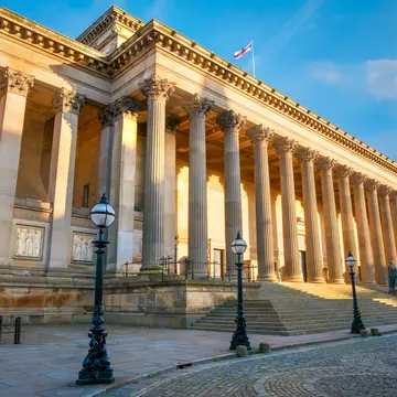 Liverpool, UK - May 17 2018: St George's Hall designed by Harvey Lonsdale Elmes, contains concert halls and law courts,  opened in 1854 and it's on the list of National Heritage List for England; Shutterstock ID 1384344167; full: digital; gl: 6505...