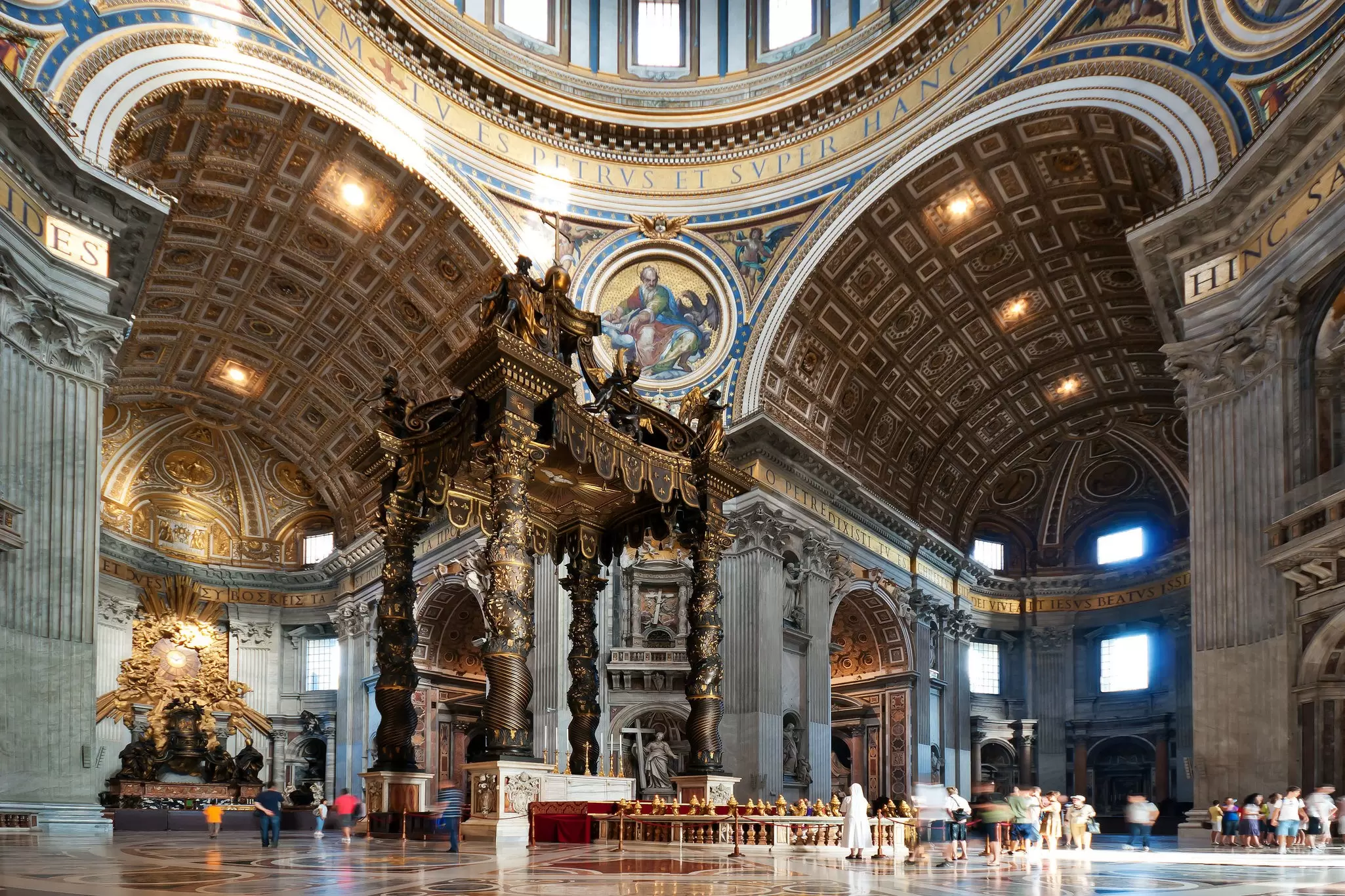 Bernini's 'Altar of the Confession' inside St. Peter's Basilica in the Vatican City in Rome, Italy.
